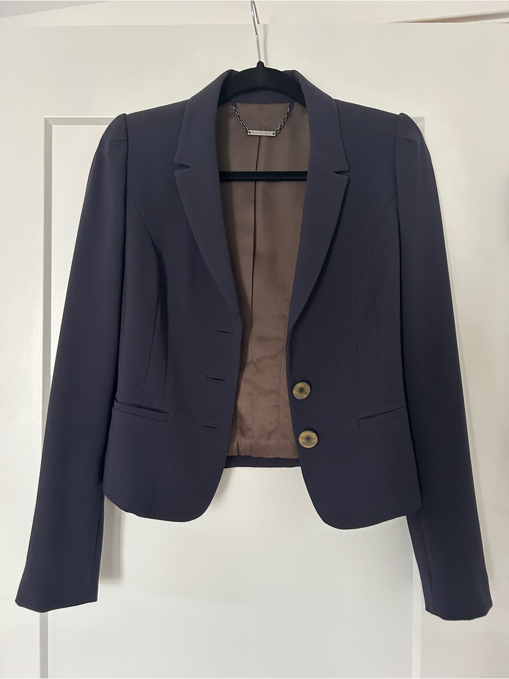 Classic Women's Dark Navy Blazer - Tailored Button Jacket